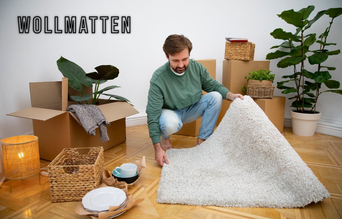 Cozy wool mat (wollmatte) adding warmth and style to a modern living room with natural insulation benefits